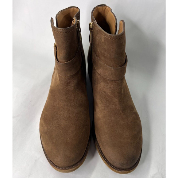 Franco Sarto Harwick Brown Leather Ankle Bootie Boots Buckle Strap Size 7.5M - Picture 3 of 8